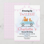 Twee snelle wilde oerwoud race auto 2e verjaardags kaart (Voorkant / Achterkant)