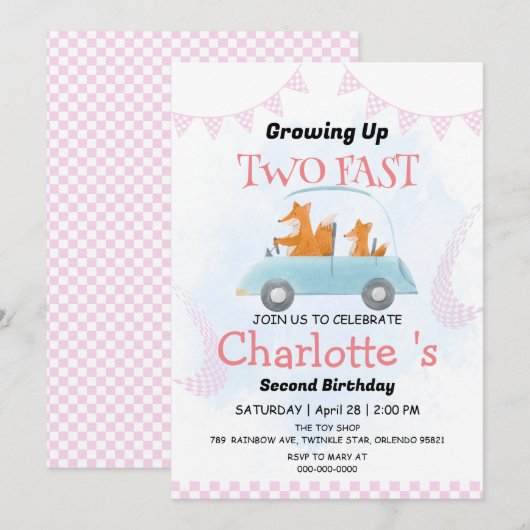 Twee snelle wilde oerwoud race auto 2e verjaardags kaart (Voorkant / Achterkant)