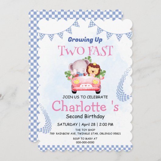 Twee snelle wilde oerwoud race auto 2e verjaardags kaart (Voorkant / Achterkant)