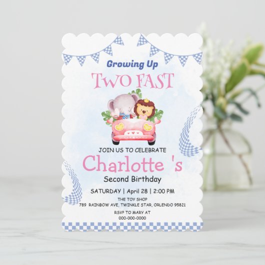 Twee snelle wilde oerwoud race auto 2e verjaardags kaart (Staand voorkant)