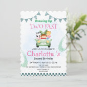 Twee snelle wilde oerwoud race auto 2e verjaardags kaart (Staand voorkant)