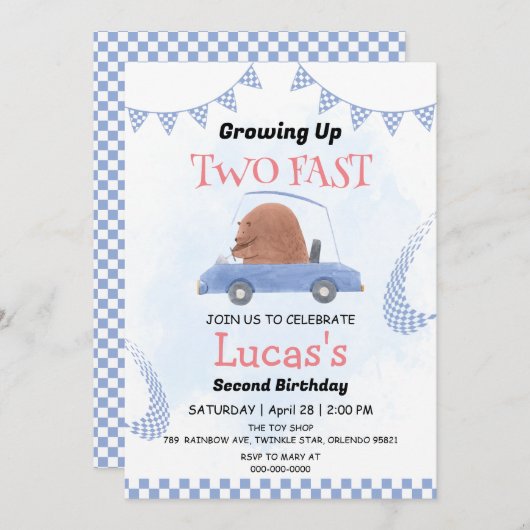 Twee snelle wilde oerwoud race auto 2e verjaardags kaart (Voorkant / Achterkant)