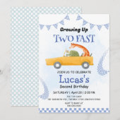 Twee snelle wilde oerwoud race auto 2e verjaardags kaart (Voorkant / Achterkant)