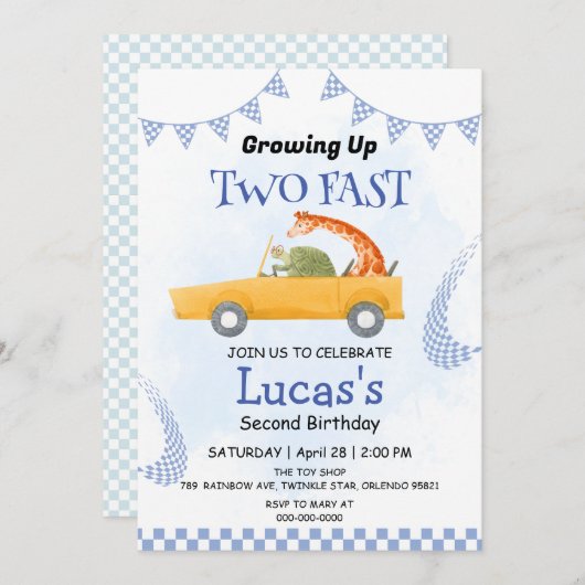 Twee snelle wilde oerwoud race auto 2e verjaardags kaart (Voorkant / Achterkant)