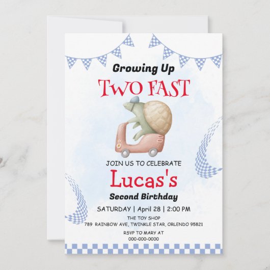 Twee snelle wilde oerwoud race auto 2e verjaardags kaart (Voorkant)