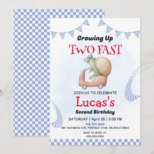 Twee snelle wilde oerwoud race auto 2e verjaardags kaart (Voorkant / Achterkant)