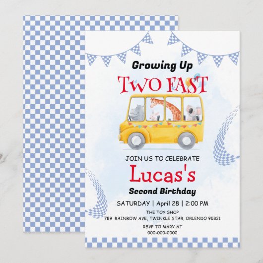 Twee snelle wilde oerwoud race auto 2e verjaardags kaart (Voorkant / Achterkant)