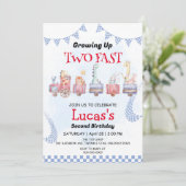 Twee snelle wilde oerwoud race auto 2e verjaardags kaart (Staand voorkant)