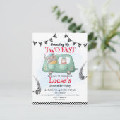 Twee snelle wilde Olifant raceauto 2e verjaardagsf Briefkaart (Staand voorkant)