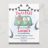 Twee snelle wilde Olifant raceauto 2e verjaardagsf Briefkaart (Voorkant)