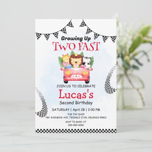 Twee snelle wilde Safari Race Auto 2e Verjaardagsf Kaart (Staand voorkant)