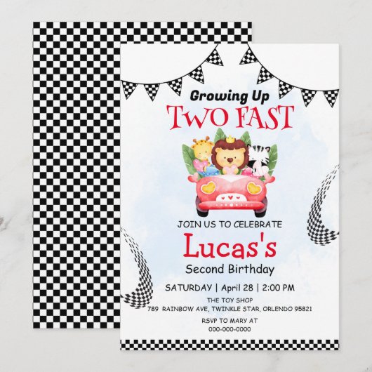 Twee snelle wilde Safari Race Auto 2e Verjaardagsf Kaart (Voorkant / Achterkant)