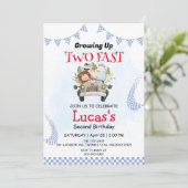 Twee snelle wilde Safari Race Bus 2e Verjaardagsfe Kaart (Staand voorkant)