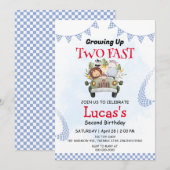 Twee snelle wilde Safari Race Bus 2e Verjaardagsfe Kaart (Voorkant / Achterkant)