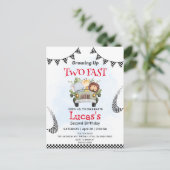 Twee snelle wilde safari raceauto 2de verjaardagsf briefkaart (Staand voorkant)