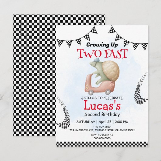 Twee snelle wilde schildpad-fiets 2de verjaardagsf briefkaart (Voorkant / Achterkant)