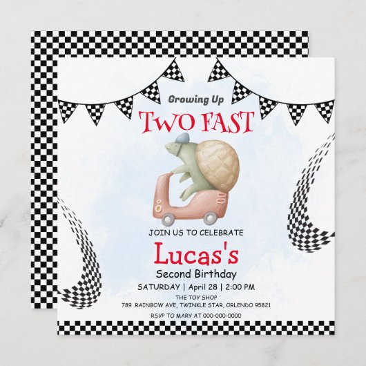 Twee snelle wilde schildpad fiets 2e verjaardag pa (Voorkant / Achterkant)