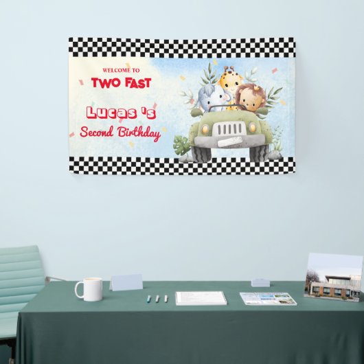 Twee snelle wilde welp oerwoud Race Car 2e HBD Par Spandoek (Beurs)