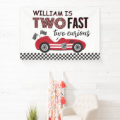 Twee Snelrode Raceauto Tweede Verjaardag  Spandoek (Insitu)