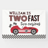 Twee Snelrode Racende Auto Tweede Verjaardag Spandoek (Horizontaal)