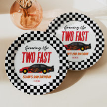 Twee Snelrode Vlam Race Auto 2e Verjaardagsfeestje