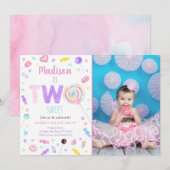 Twee Snoepjes van Sweet Lollipop Tweede verjaardag Kaart (Voorkant / Achterkant)