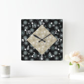 Twee Snowflakes met toned Vierkante Klok (Huis)