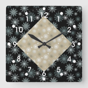Twee Snowflakes met toned Vierkante Klok