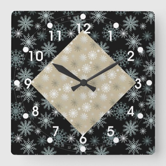 Twee Snowflakes met toned Vierkante Klok (Voorkant)