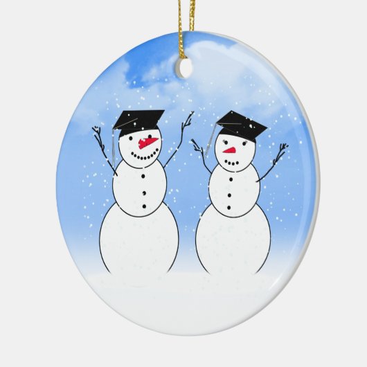 Twee Snowmen Keramisch Ornament (Links)