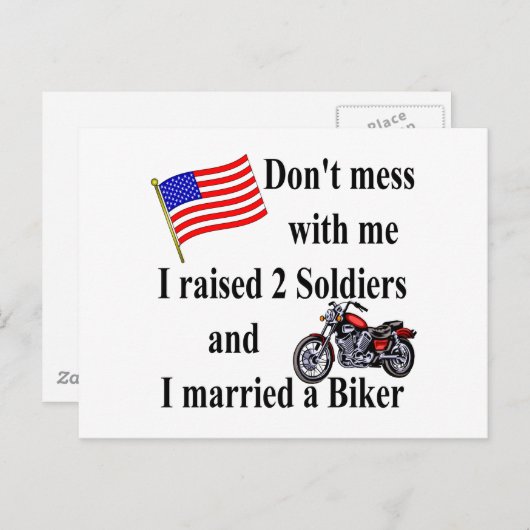 Twee soldaten opgevoed, getrouwd met een fietser briefkaart (Voorkant / Achterkant)