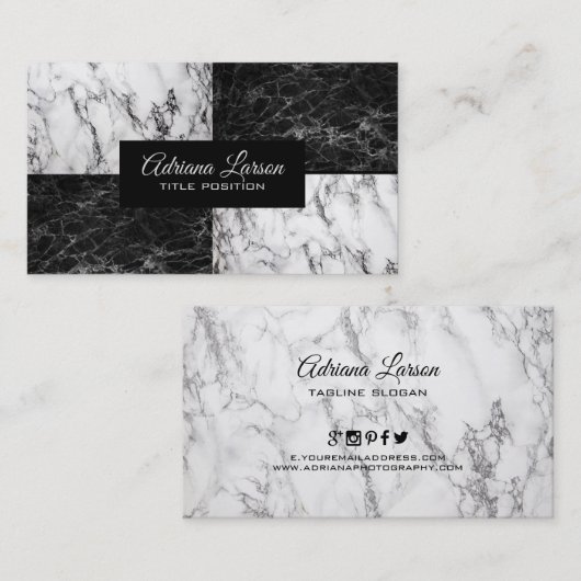 Twee soorten marmer visitekaartje (Voorkant / Achterkant)