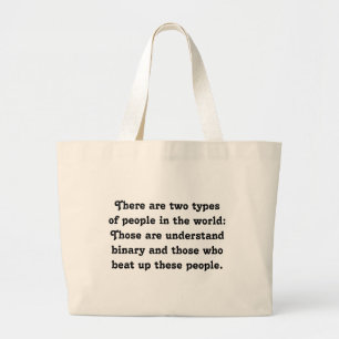 Twee soorten mensen Funny Binary (Bully vs. Nerd) Grote Tote Bag