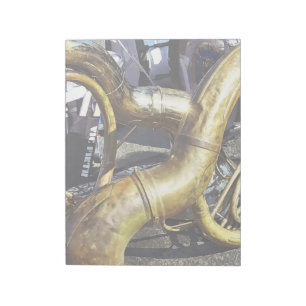 Twee sousafoons en drums notitieblok