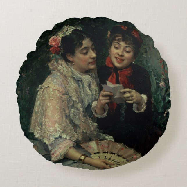 Twee Spaanse vrouwen Rond Kussen (Voorkant)