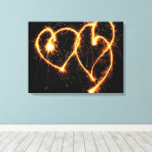 Twee Sparkler Hearts Canvas Afdruk (Insitu (Houten vloer))