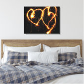 Twee Sparkler Hearts Canvas Afdruk (Insitu (Slaapkamer))