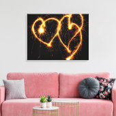 Twee Sparkler Hearts Canvas Afdruk (Insitu (Woonkamer))