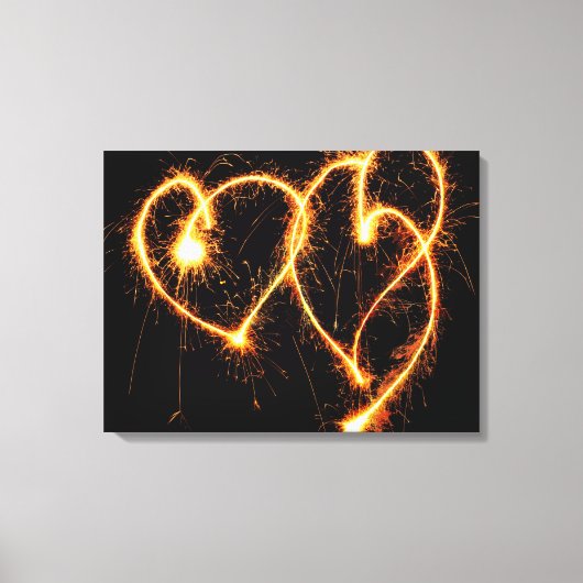 Twee Sparkler Hearts Canvas Afdruk (Voorkant)