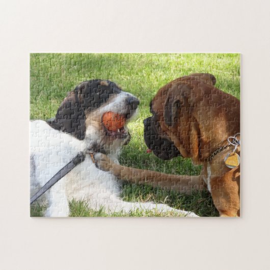 twee speelse honden legpuzzel (Horizontaal)