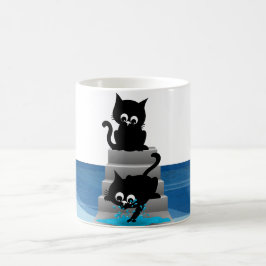 Twee speelse katten koffiemok