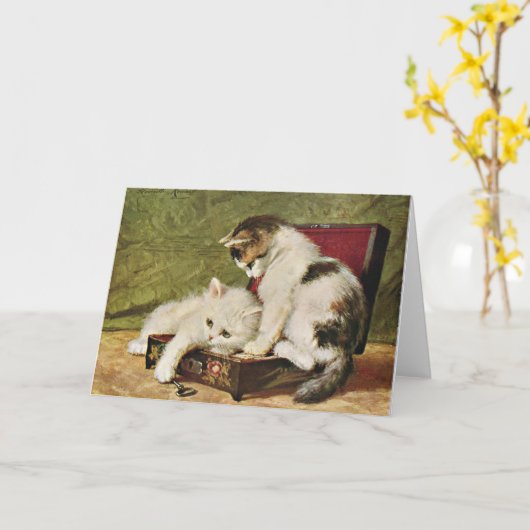 Twee speelse Kittens Kaart (Gele Bloem)