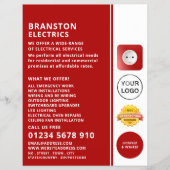 Twee Speldcontactdoos, Elektricien Adverteren Flyer (Voorkant)