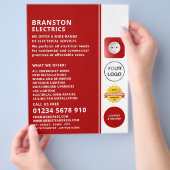 Twee Speldcontactdoos, Elektricien Adverteren Flyer (Hand)