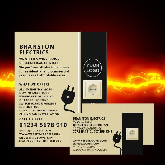 Twee Speldcontactdoos & Stop, Elektricienadvertent Flyer