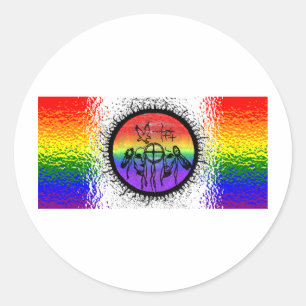 Twee spiegelvormige lampvormgeving ronde sticker