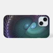 Twee spiraalvormige kleurrijke moderne abstracte f iPhone 15 case (Achterkant horizontaal)
