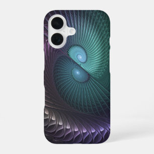Twee spiraalvormige kleurrijke moderne abstracte f iPhone 16 hoesje