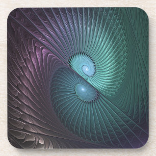 Twee spiralen Kleurrijke Moderne Abstracte Fractal Bier Onderzetter