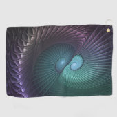 Twee spiralen Kleurrijke Moderne Abstracte Fractal Golfhanddoek (Horizontaal)